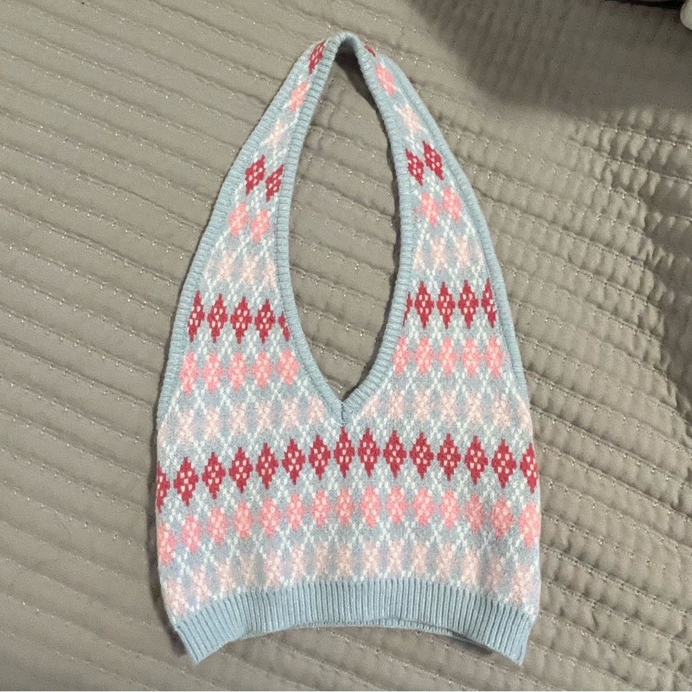 argyle knit halter top
